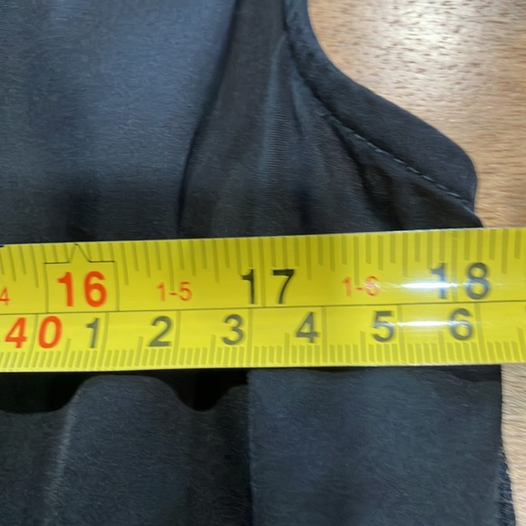 Black tank tuxedo style top by Equipment Femme. Size large. - Picture 5 of 7